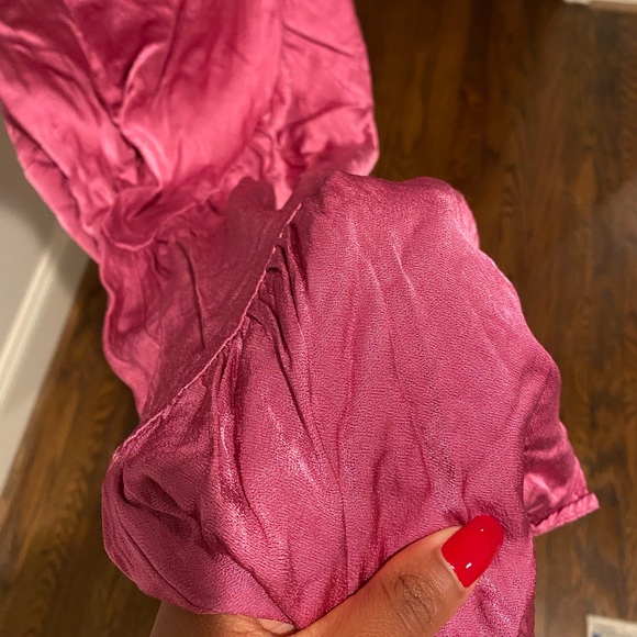 Pink Satin Asymmetrical Skirt - Picture 3 of 6